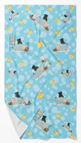 Black Pug Bath Towel Large Oversized Plush Fitness Body Towel, Ultra Soft Absorbent Quick Drying, 42"L x 24"W